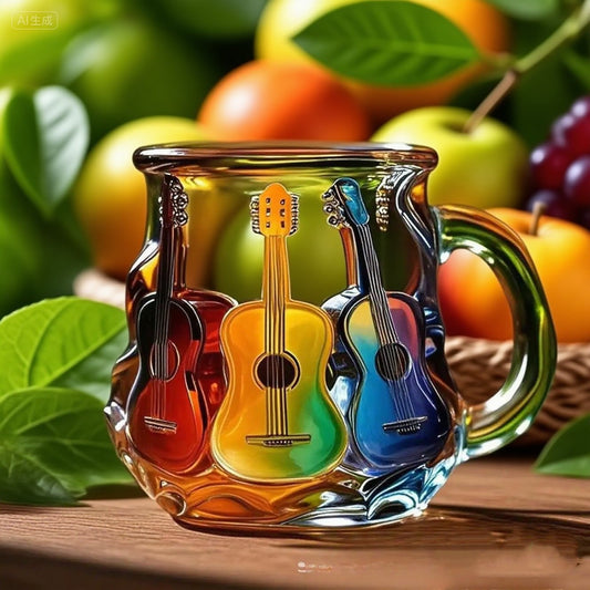 🎻Δημιουργική κούπα καφέ σε σχήμα κιθάρας, ζωγραφισμένη διακοσμητική κούπα χειροτεχνίας