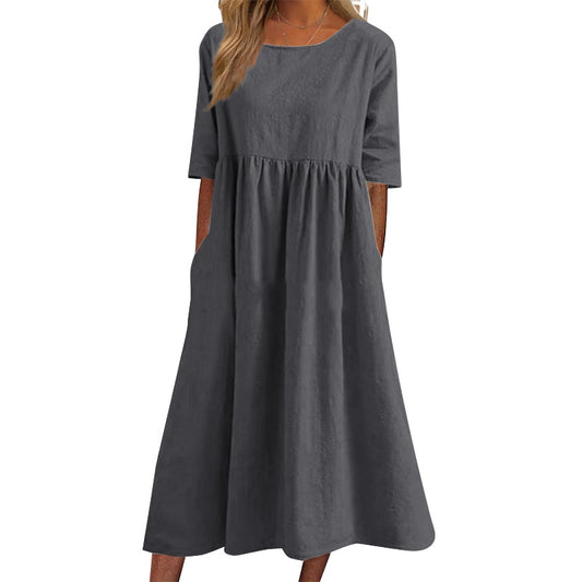 💕【50% sleva】【S-5XL】Nové univerzální volnočasové šaty, s kapsami, volné a pohodlné, ve velkých velikostech