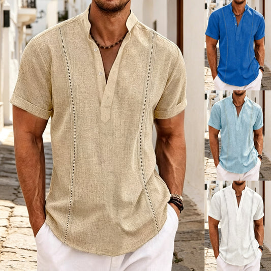 😎 Poslední den sleva 50 % 【S-3XL】 Stylová a pohodlná pánská letní košile s krátkým rukávem z bavlny a lnu, slim střih, snadno kombinovatelná.