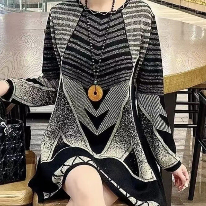 【L-6XL】Jesen i zima 2024. pletene majice s geometrijskim uzorkom za osobe srednje i starije dobi 3804516