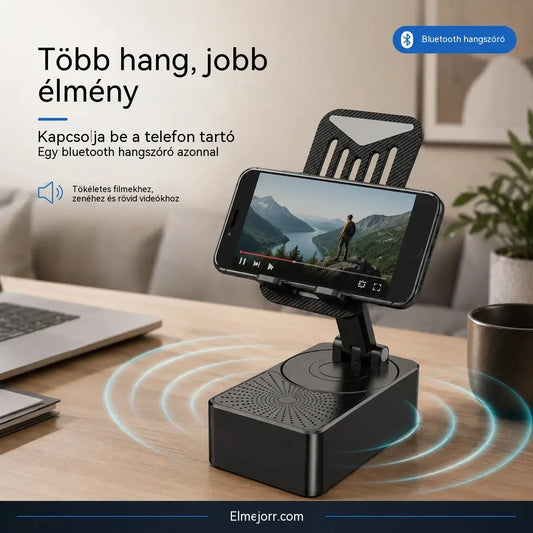 🔥 3 az 1-ben: Bluetooth hangszóró + töltő + 360°-os mobiltelefon-állvány 📱🔊⚡