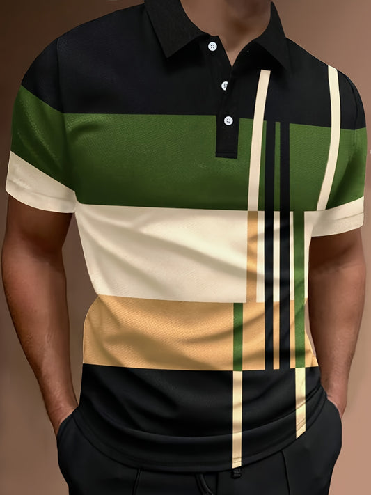 👔【S-6XL】Muška POLO majica s 3D prugama u bloku boja 3693140