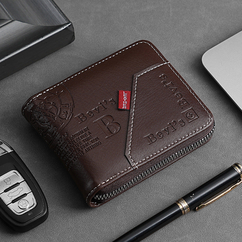 🔥🔥【Kupite 1, dobite 1 gratis】Nova in elegantna moška kratka denarnica z zadrgo v retro slogu.