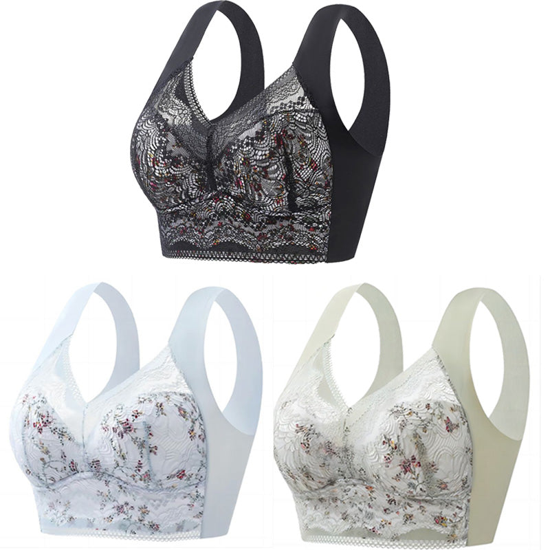 🔥【3 komada】💕🎁【40kg-100kg】Prozračan podesivi bešavni grudnjak od ledene svile za veće veličine