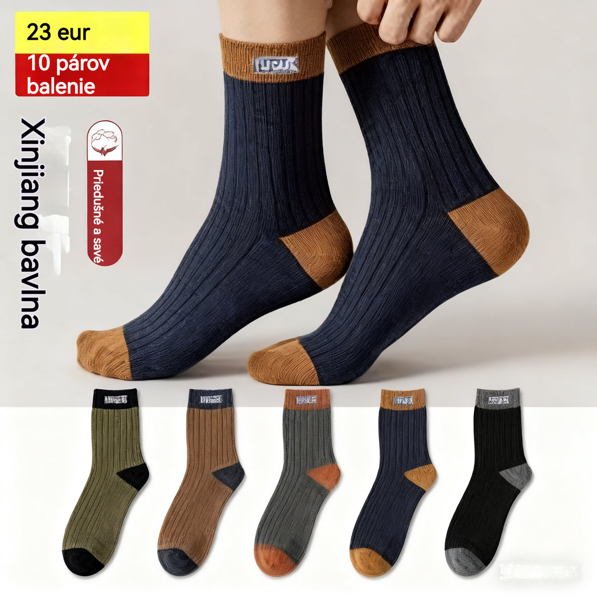 😍🧦【10 párov】2025 nových pánskych bavlnených dezodorantových ponožiek absorbujúcich pot