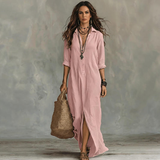 📦 Platba na dobírku【S-3XL】Nové lehké a elegantní lněné a bavlněné šaty 2026, prodyšné, pohodlné a snadno kombinovatelné