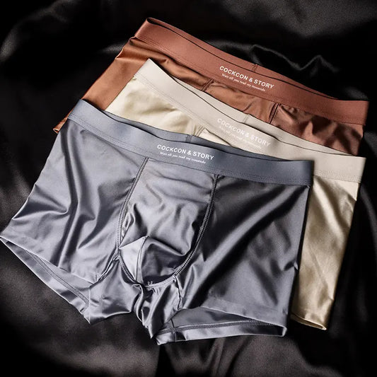 😎Poslední den – sleva 50 %😎【 6 kusů】【45-100KG】Pánské antibakteriální boxerky 10A — prodyšné, měkké, bezešvé, ledové hedvábí, luxusní satén.