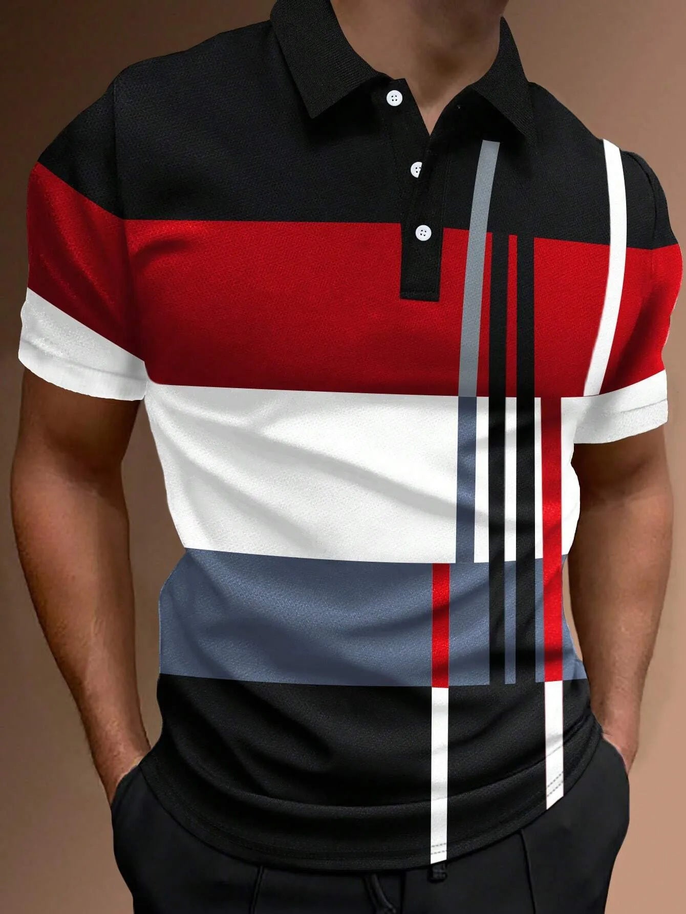 👔【S-6XL】Muška POLO majica s 3D prugama u bloku boja 3693140