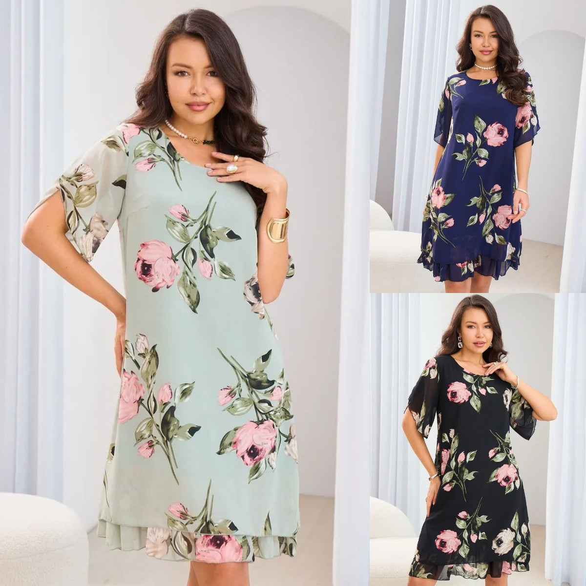 💐【S-5XL】Elegantna haljina s printom 3689427