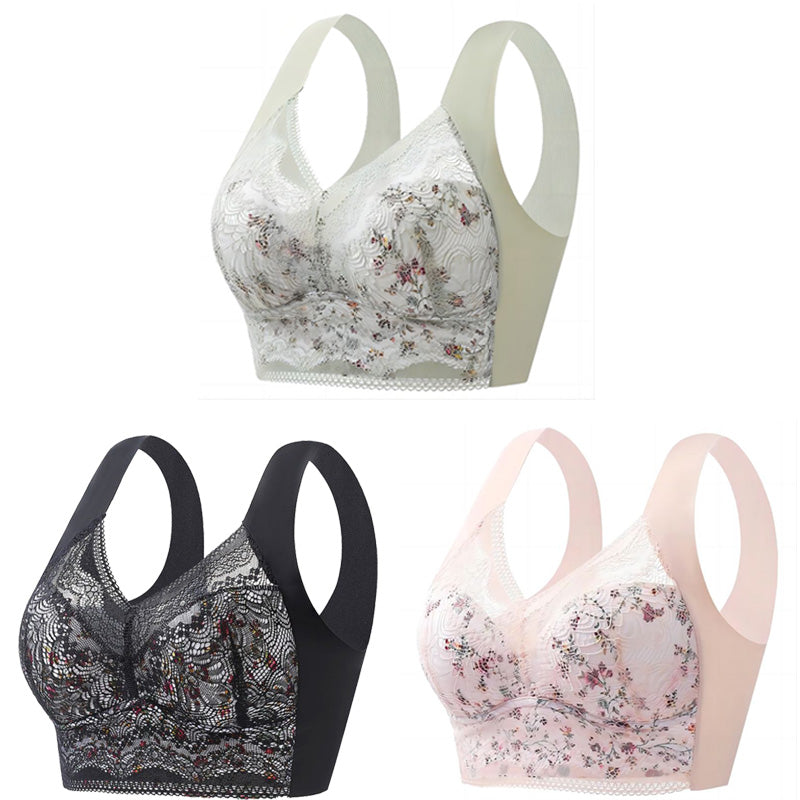 🔥【3 komada】💕🎁【40kg-100kg】Prozračan podesivi bešavni grudnjak od ledene svile za veće veličine