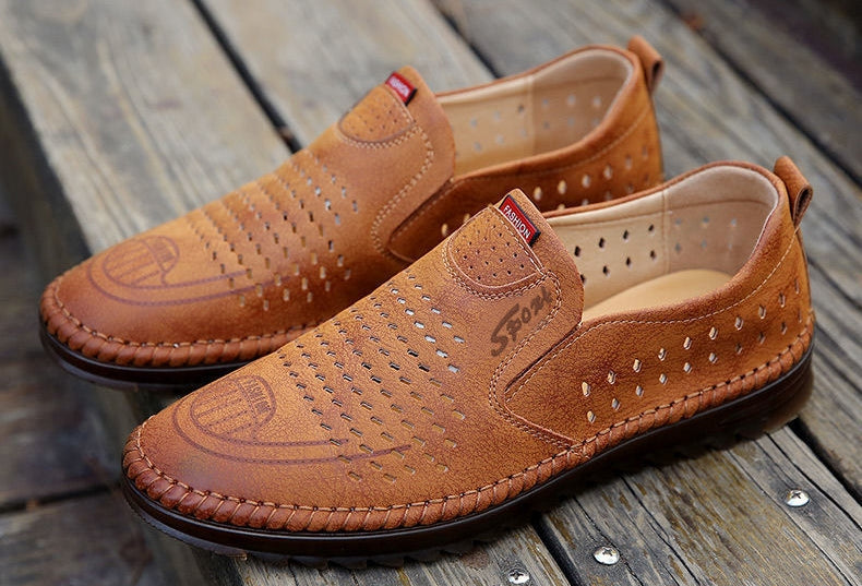 🔥👞 Pánské letní vysoce kvalitní kožené volnočasové boty, prodyšné, protiskluzové a pohodlné na nošení