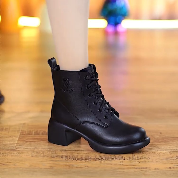 👢【36-40】✨Botines estilo martens para mujer de nueva calidad, con tacón grueso y diseño retro francés, forro afelpado y suela gruesa de estilo británico