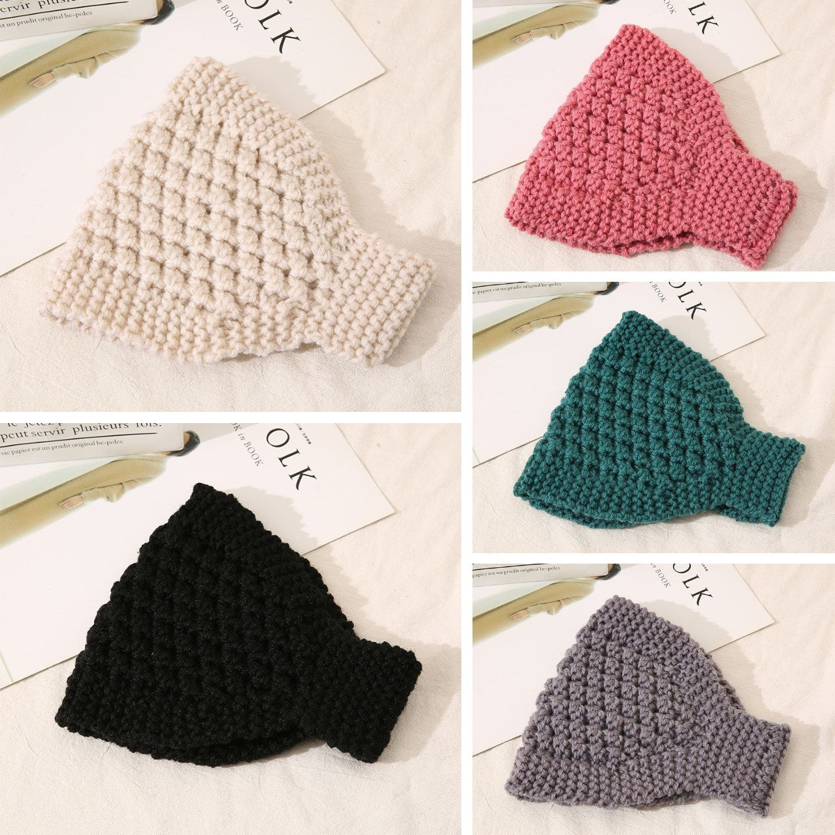 🔥Último día: 50% de descuento【5 piezas】Diadema elástica ancha de lana cálida tejida a mano para otoño e invierno, adecuada para yoga y correr