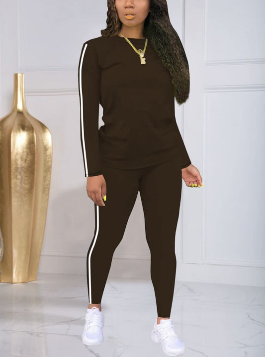 ✨Conjunto femenino de dos piezas a rayas. Casual, moderno y cómodo, ideal para el uso diario y actividades al aire libre.