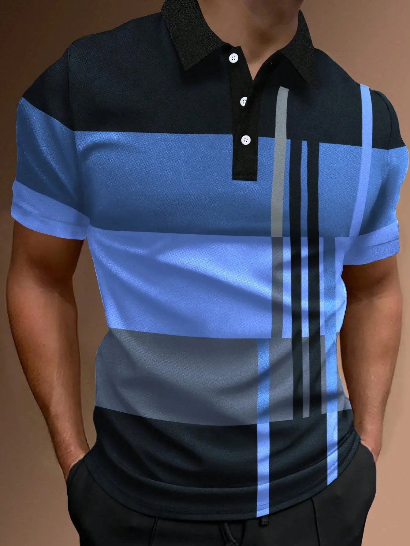 👔【S-6XL】Muška POLO majica s 3D prugama u bloku boja 3693140