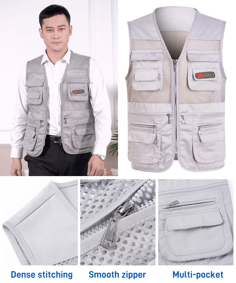 Fukcionalni ležerni prsluk s više džepova【XL-4XL】 3629853