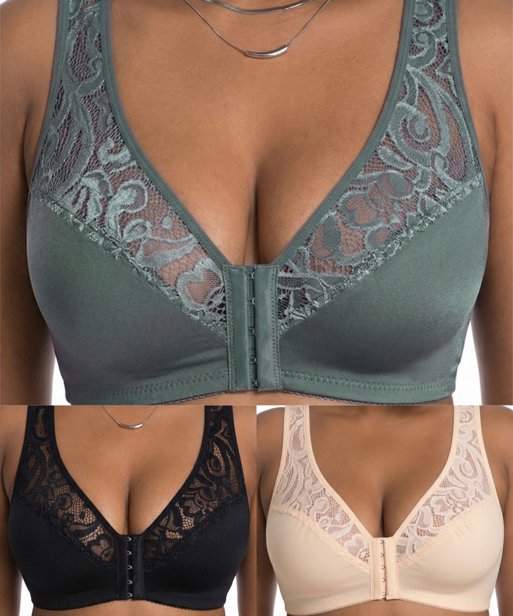 ⏳ Poslední den – 50% sleva【3dílná sada】【L–4XL】😍 plus size push-up prodyšná podprsenka bez kostic, bezšvový design s předním zapínáním