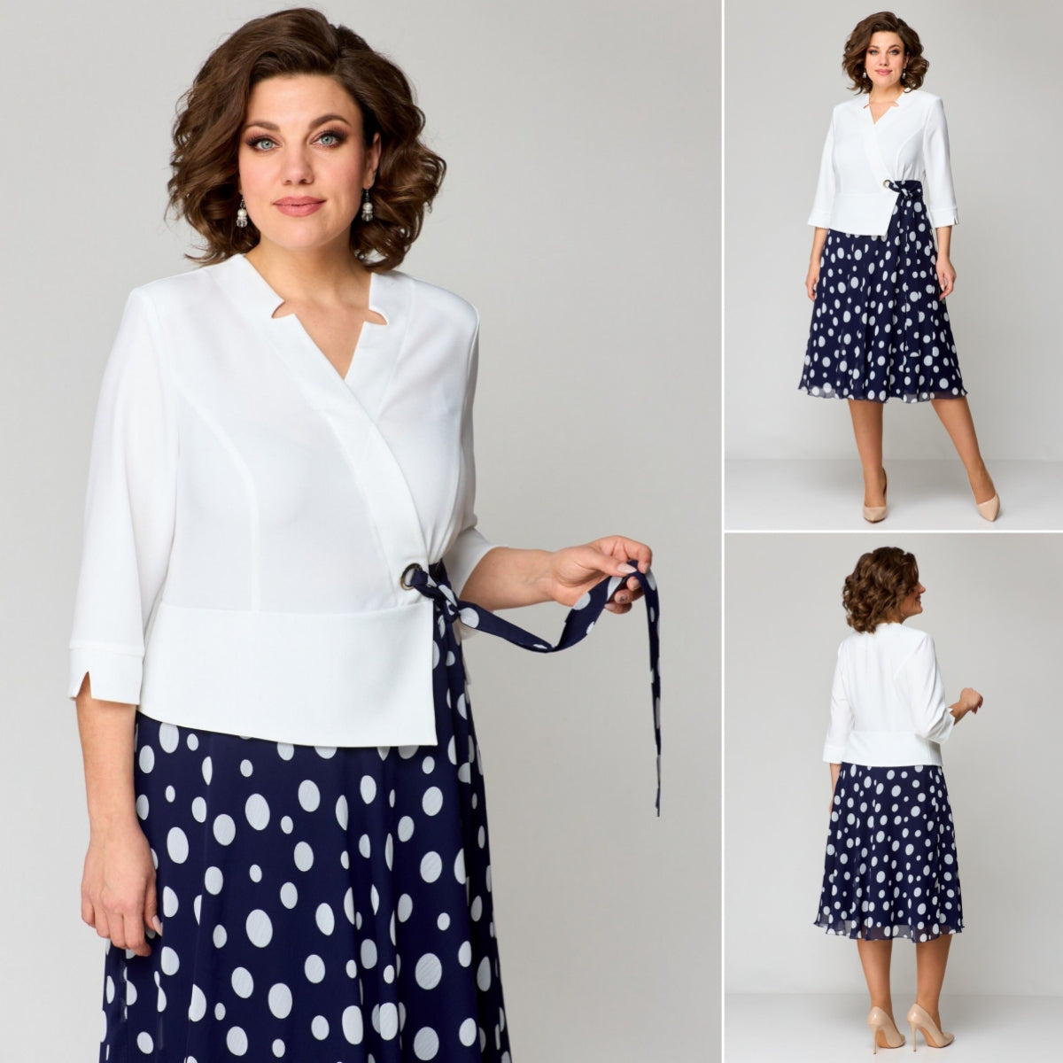 🌸【S-5XL】2024 nova bijelo-plava točkasta haljina 3590840