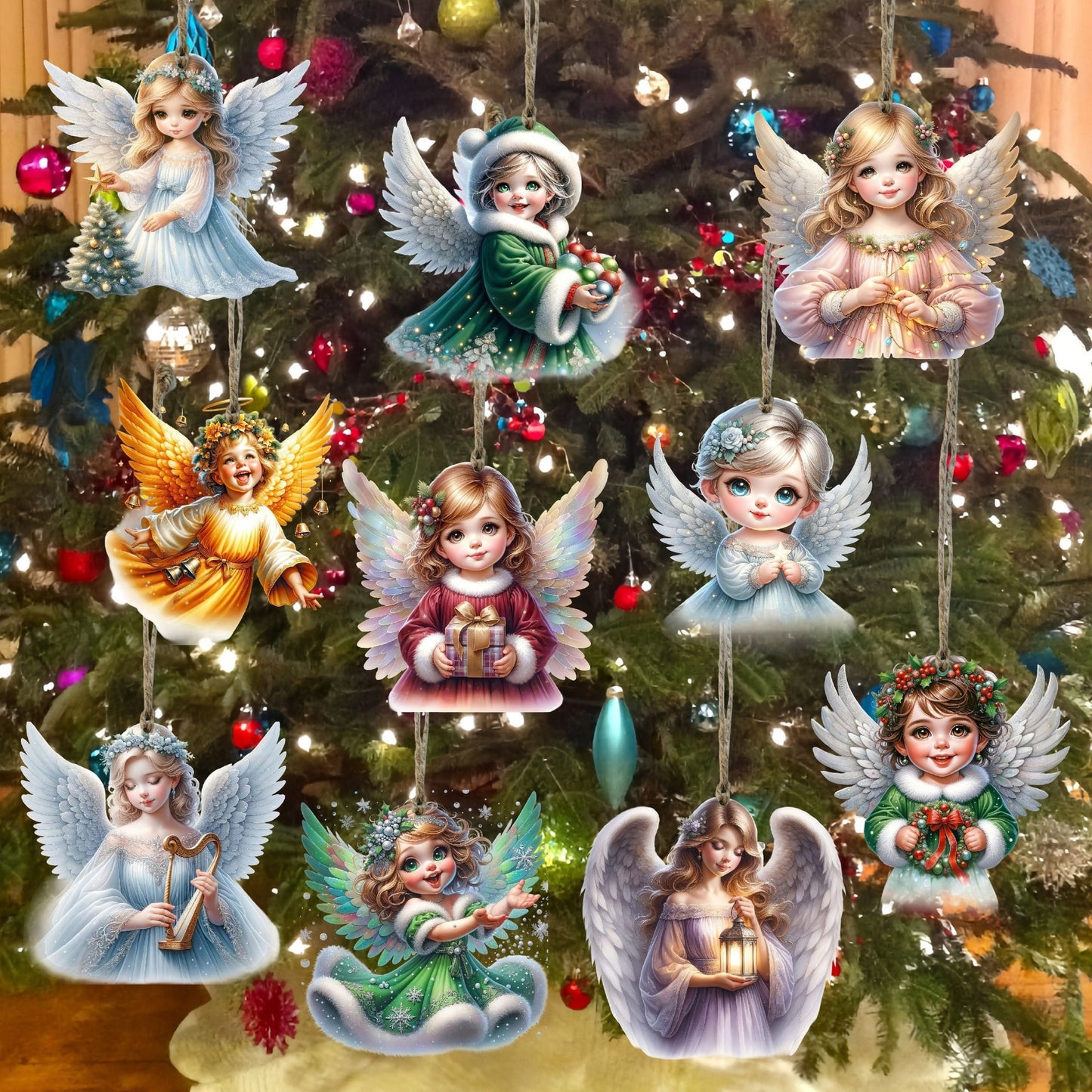 🎁【Pakiranje od 20】Novi slatki božićni ukras s anđelicom, drvena figurica anđela, ukras za dom