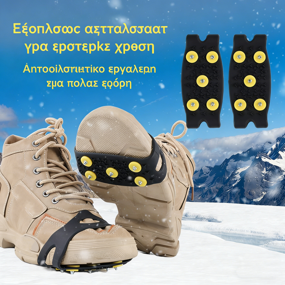 🚶🏔️ Αγορά 1 + 1 Δώρο 🔥 Αόρατο αντιολισθητικό δαχτυλίδι με πέντε σημεία για πάγο, κατάλληλο για χιόνι / ορειβασία / αναρρίχηση / παγωμένες επιφάνειες. Αντιολισθητική προστασία για ηλικιωμένους