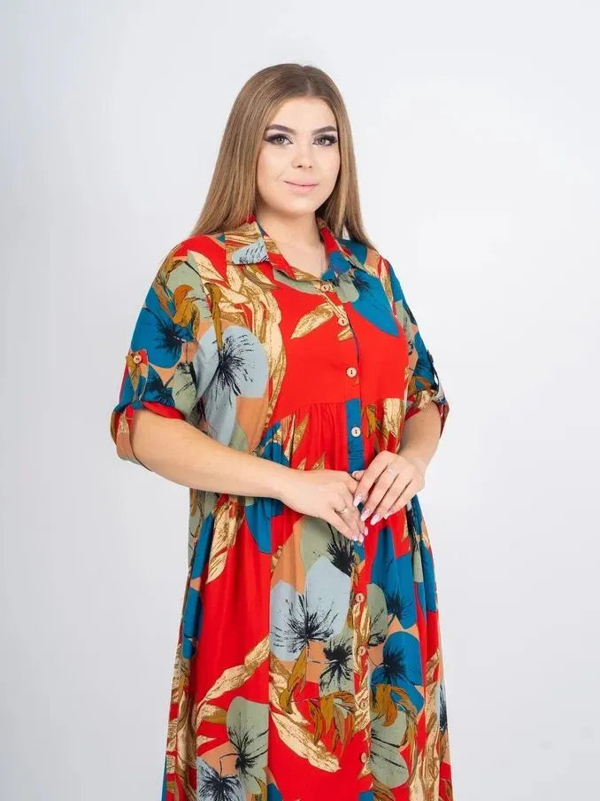 Široka haljina s printom velike veličine 3672867