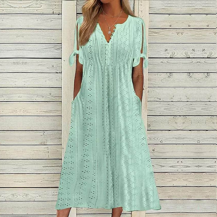 👗【S-5XL】 Jednostavna i izvrsna jednobojna haljina