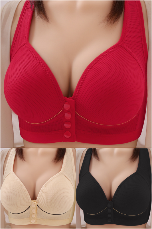 😍【3 ks v balení】Nová dámská podprsenka bez kostic s prodyšným materiálem a push-up efektem. Bezešvý a pohodlný střih.【Pro hmotnost 40–100 kg】