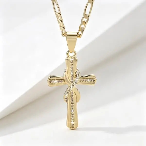 🎀💖 Módní a elegantní náhrdelník se symbolem nekonečna a motivem ve tvaru kříže, platba na dobírku