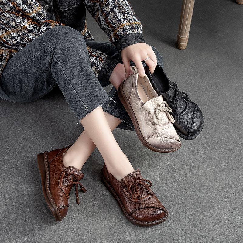 【35-40】Retro ležerne cipele od meke kože na vezanje za žene