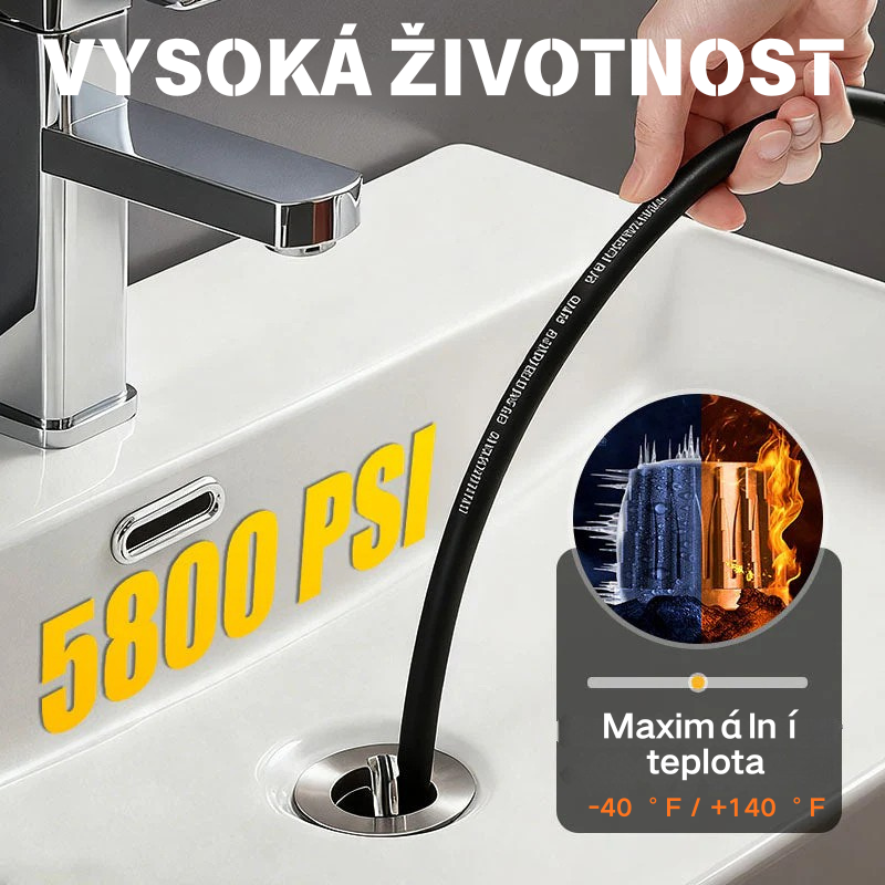 🌊 Nástroj na čištění odpadů pro připojení k vysokotlaké myčce 💧 Čistič odpadů do koupelny/kuchyně 🧹 Vysokotlaký proud vody pro rychlé uvolnění ucpání, odolný vůči vysokému tlaku a těsnící bez úniku vody