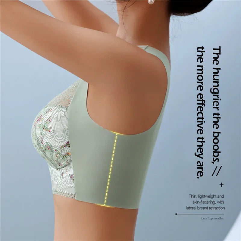 🔥【3 komada】💕🎁【40kg-100kg】Prozračan podesivi bešavni grudnjak od ledene svile za veće veličine