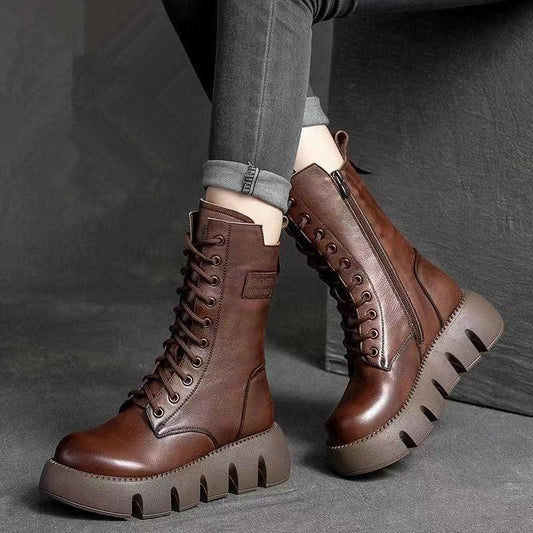 ⏳ 50% popusta 👢【35-40】Visokokvalitetne ručno izrađene ženske čizme od mekane kože s debelim potplatom, popularan model za jesen i zimu.