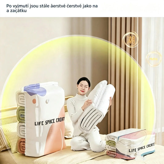 👕📦【5 kusů v sadě!】Vakuové kompresní úložné sáčky na oblečení – bez pumpy | Zesílené provedení s dvojitým těsnicím zipem,dobírka