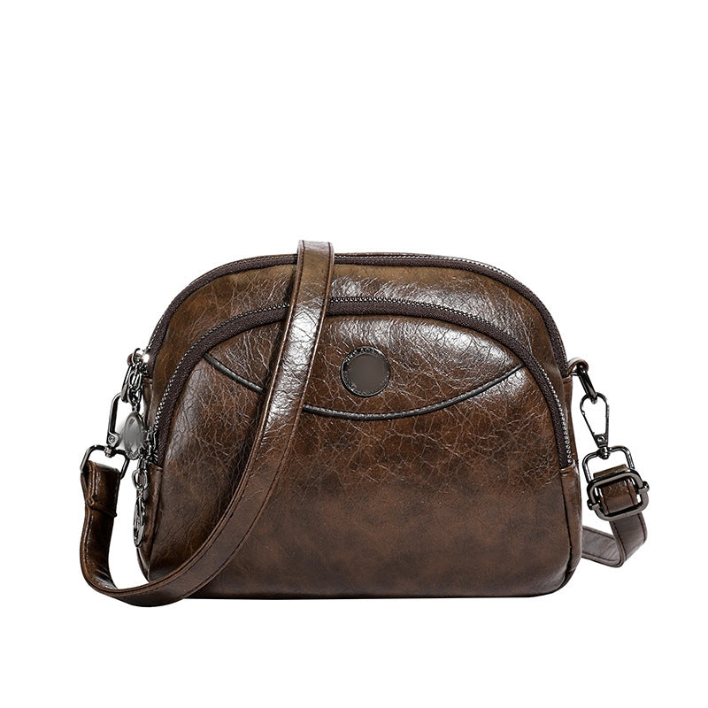 👜 Νέα χιαστί τσάντα από μαλακό δέρμα με μεγάλο χώρο και πολυεπίπεδο σχεδιασμό, μοντέρνο ρετρό στυλ