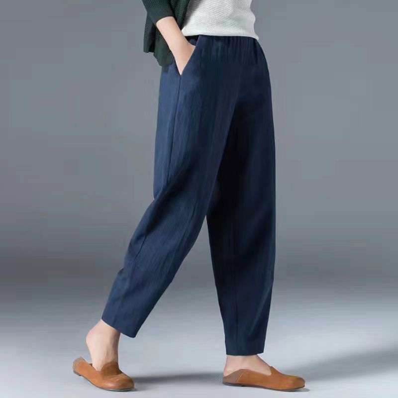 š„š„Å½enske casual hlaÄe od pamuka i lana na elastiÄni struk