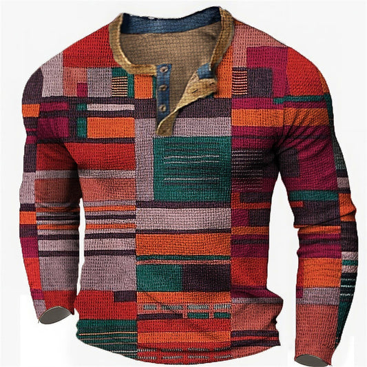 🔥【50% kedvezmény】👔【S-4XL】 Férfi hosszú ujjú mintás pólóKényelmes és könnyen kombinálható hétköznapi viselet