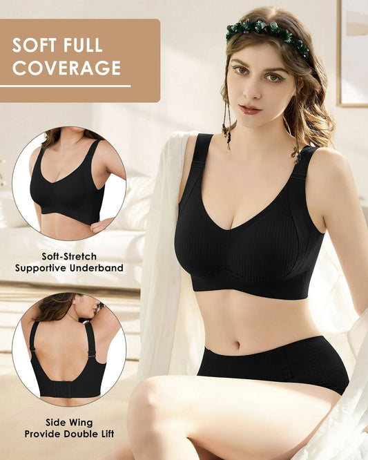 【Pack de 2 de alta calidad】Sujetador sin aros para mujer de una sola pieza ❤️【40-95 kg】Muy cómodo, con material suave y de alta elasticidad.
