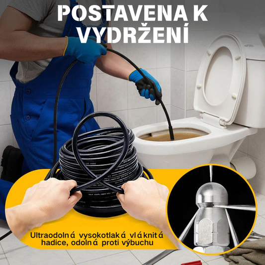🌊 Nástroj na čištění odpadů pro připojení k vysokotlaké myčce 💧 Čistič odpadů do koupelny/kuchyně 🧹 Vysokotlaký proud vody pro rychlé uvolnění ucpání, odolný vůči vysokému tlaku a těsnící bez úniku vody