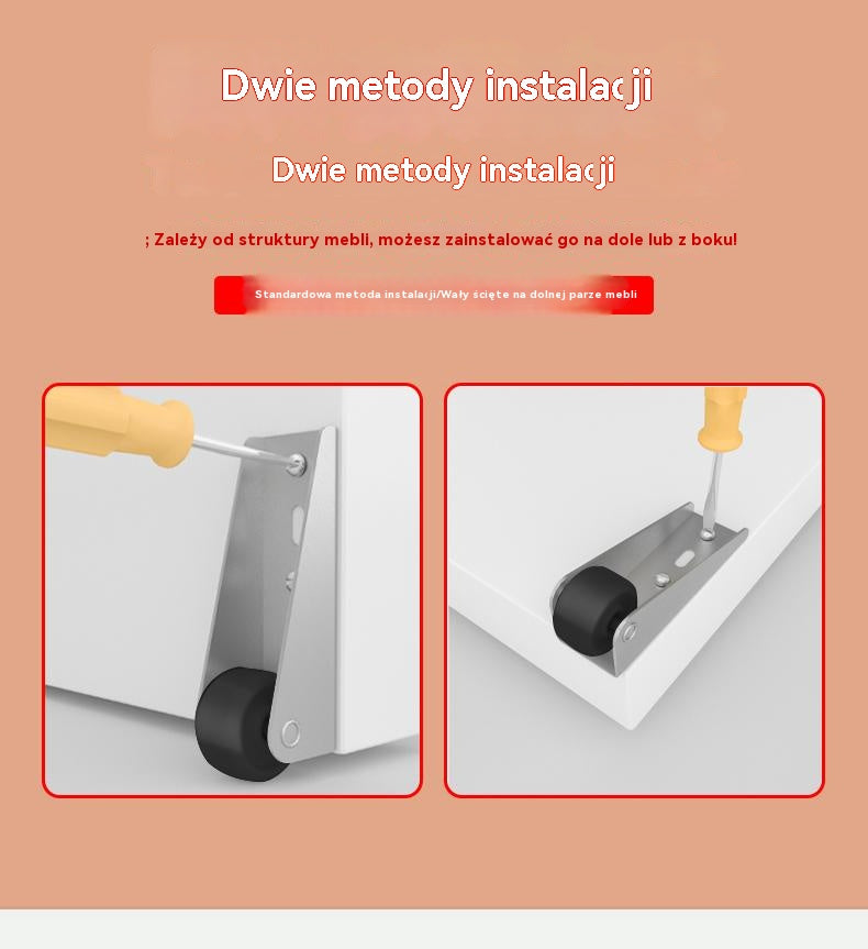 🔧【4 kółek + 16 śruby】 🚪 Uchwyt prowadzący do drzwi przesuwnych z kółkami – cichy, regulowany i łatwy w montażu