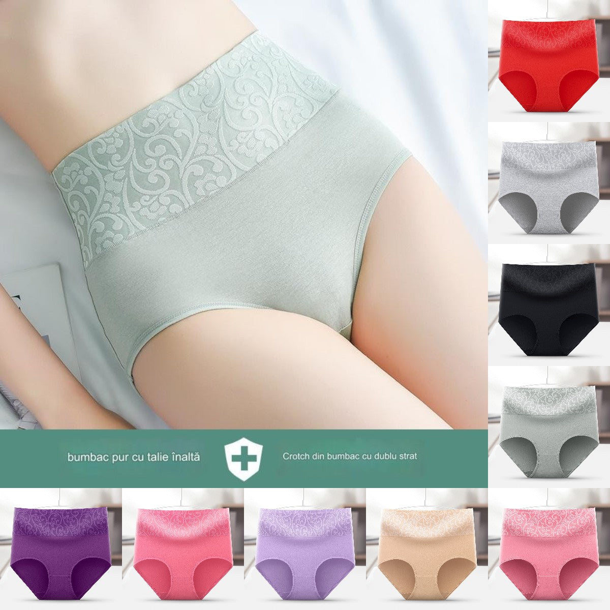 😍😍【9-dijelni set】antibakterijske pamučne ženske gaćice visokog struka 3701623