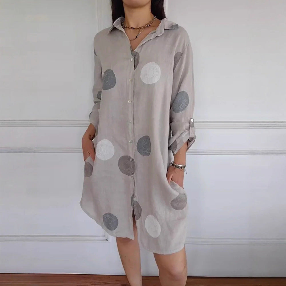 👚 Nowość -50%【S-4XL】Letnia lniano-bawelniana sukienka z nadrukiem, przewiewna i wygodna, dopasowany i uniwersalny krój