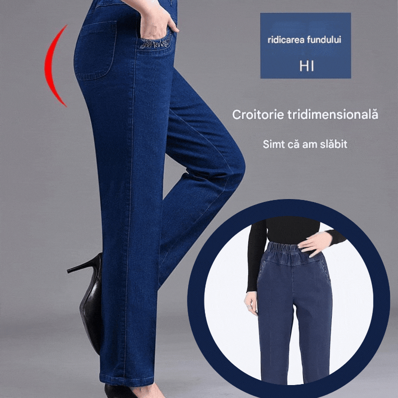 🔥👖 Zadnji dan – 50 % popust 【L–5XL】 Nove ženske ležerne elastične kavbojke ravnega kroja s toplo podlogo za jesen in zimo, tople in udobne ✨