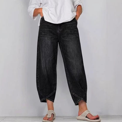👖【Továbbfejlesztett denim, puha és lélegző】 divatos, laza szabadidős farmer