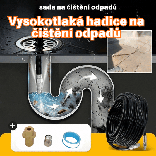 🌊 Nástroj na čištění odpadů pro připojení k vysokotlaké myčce 💧 Čistič odpadů do koupelny/kuchyně 🧹 Vysokotlaký proud vody pro rychlé uvolnění ucpání, odolný vůči vysokému tlaku a těsnící bez úniku vody