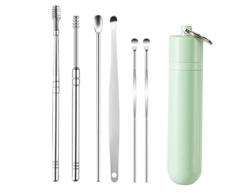 👂Juego de 6 herramientas para eliminar el cerumen con tubo de almacenamiento
