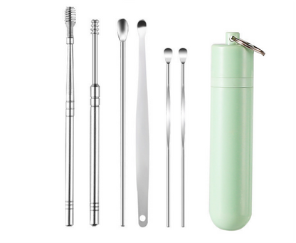 👂Juego de 6 herramientas para eliminar el cerumen con tubo de almacenamiento