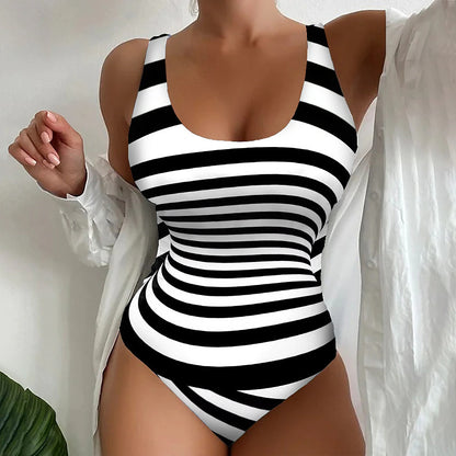 🌴🏖️【Újdonság akció】🔥【S~4XL】Egyedi csíkos egyrészes fürdőruha
