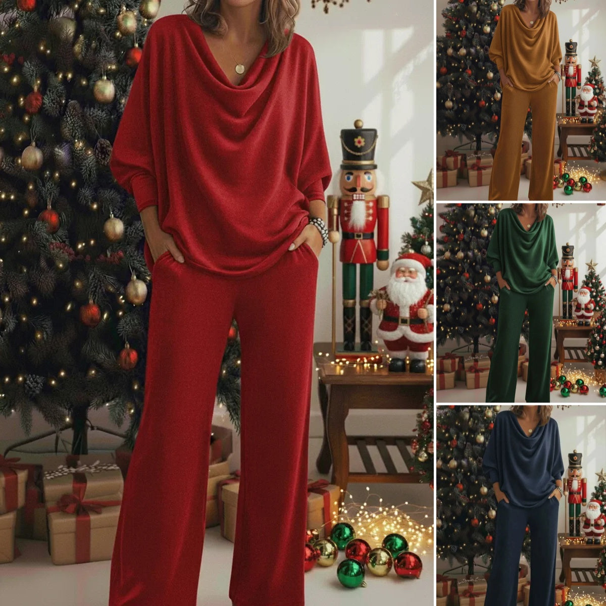 📢📢  Set od dva komada: udobna majica i pantalone od flanele s gumom na vratu