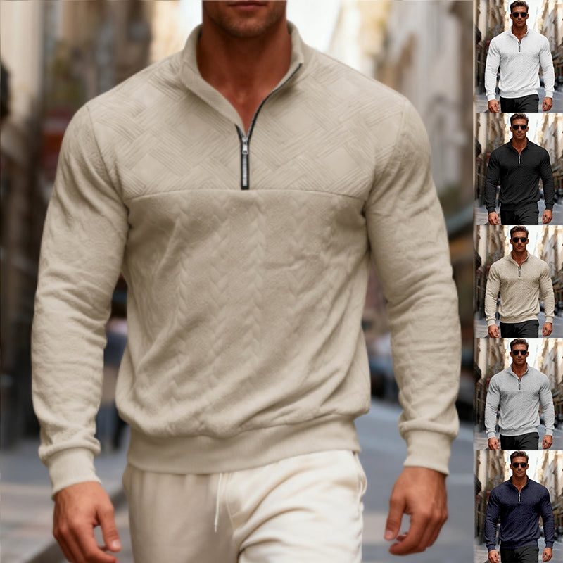 🧥【S-3XL】Męska żakardowa bluza z wysokim kołnierzem na jesień i zimę, luźna i casualowa bluza/kurtka z półzamkiem, w rozmiarówce europejskiej