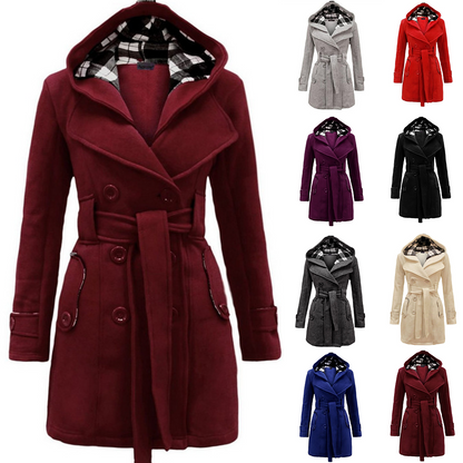 Edición limitada【S-3XL】Abrigo cálido de mujer 2025, de longitud media con capucha, elegante y moderno